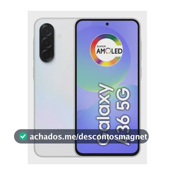 Smartphone Samsung Galaxy A36 5G 128GB 6GB RAM Câmera Tripla de até 50MP Selfie de 12MP IP67 Super AMOLED 6.7'' NFC Recursos AI Android e Segurança Snapdragon - Branco
