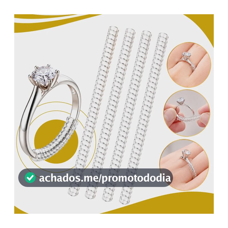 Kit 4 Ajustador De Anel Aliança Redutor Silicone Discreto Transparente