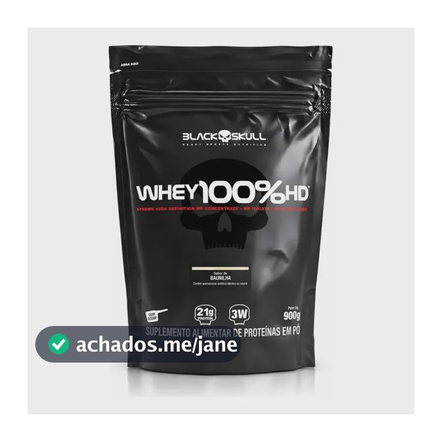 Proteína Black Skull Whey 100% HD em pó sabor Baunilha x 900g