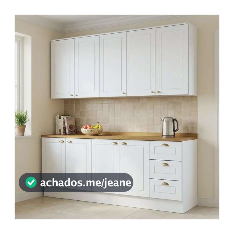 Cozinha Compacta 4 Peças 9 Portas 3 Gavetas Emily Espresso Branco Hp/nature