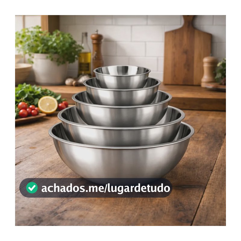 5 Tigelas Bowl Inox Com Medidor Multiuso Cozinha Misture, Meça E Prepare Receitas Com Precisão Profissional
