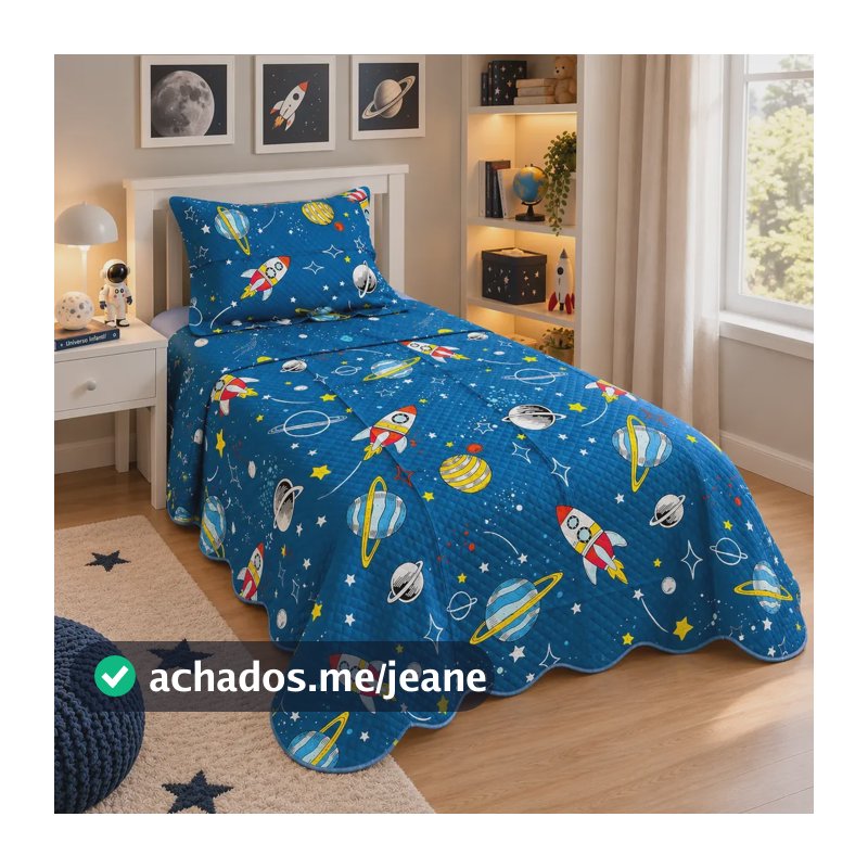 Kit Cobre Leito Jogo De Cama Solteiro Infantil Menino Menina Azul