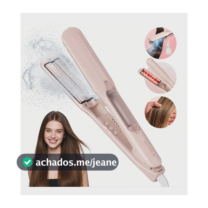 Chapinha Profissional Kive KV-864 A Vapor Bivolt 220°C Com Íons Negativos Prancha Alisadora Infravermelho Anti Frizz
