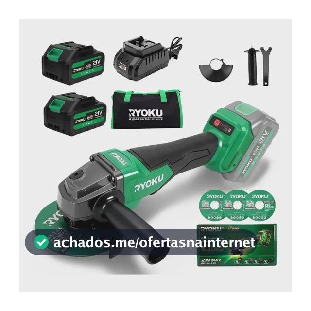 Esmerilhadeira Lixadeira Angular Brushless 2 Baterias 125mm Verde 127/220v