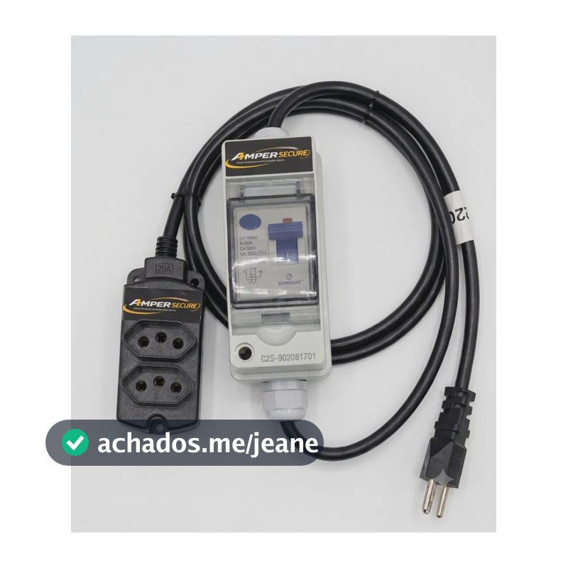Extensão Anti-choque Com Disjuntor 2 Metros - Ampersecure Cinza 127/220v
