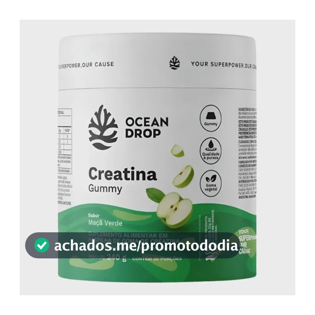 Creatina Monohidratada 100% Pura Vegana Gummy Ocean Drop Limao | 30 Doses