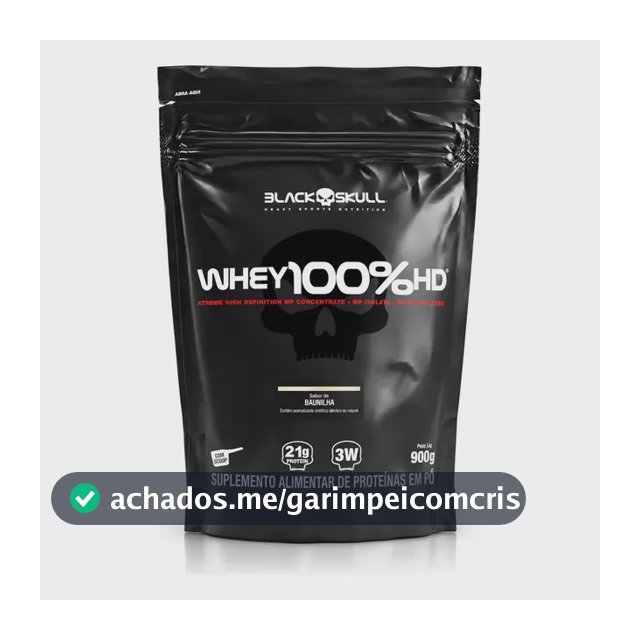 Proteína Black Skull Whey 100% HD em pó sabor Baunilha x 900g