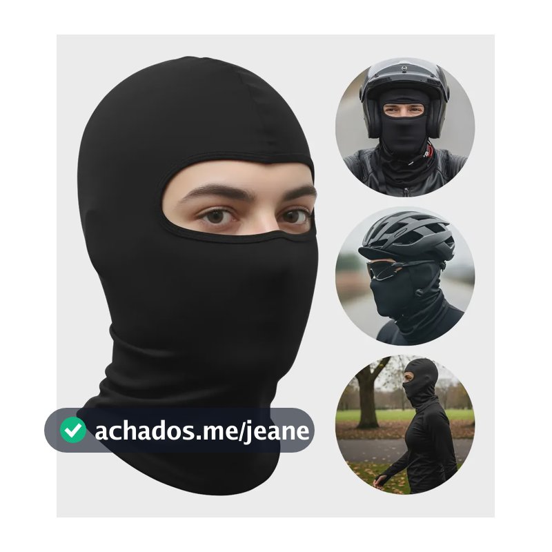 Touca Balaclava Premium Luxo Unissex Preto Proteção Uv50+ Preto Liso Único