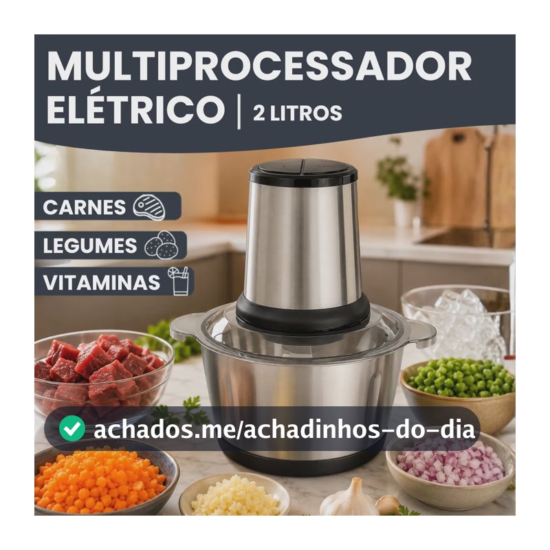 Multiprocessador Alimento Moedor Triturador Eletrico 2l Inox Prateado 220v