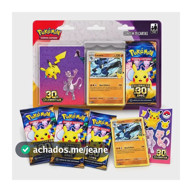 Pokémon Blister Triplo + Adesivo Celebração 30 Anos Kit C/19