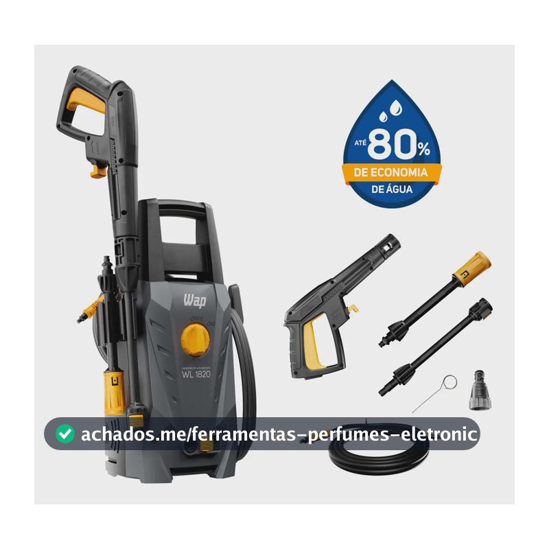 Lavadora de Alta Pressão WAP WL 1820 1400W com Stop Total, Jato Leque e Concentrado