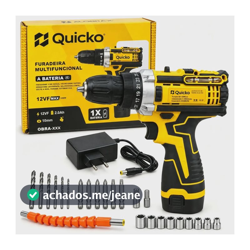 Furadeira Parafusadeira 12V Kit 25 Peças Potente