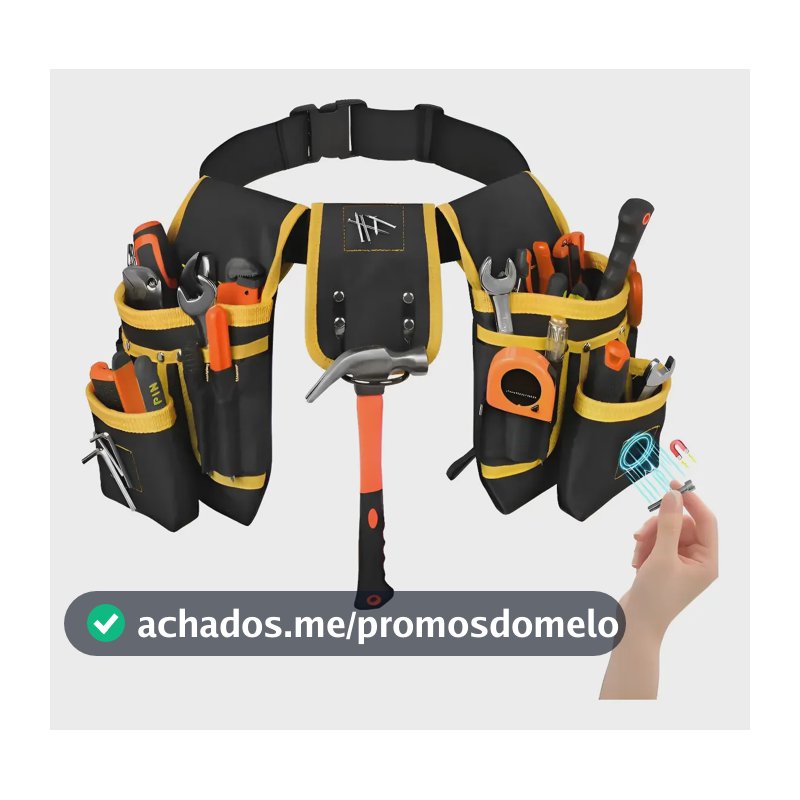 Cinto bolsa de ferramentas profissional ajustável 26 bolsos amarelo