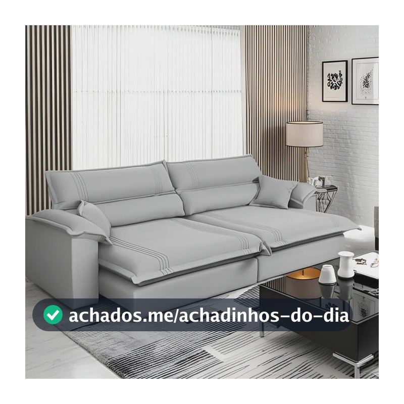 Sofá Retrátil Reclinável 2,50m Nivus Cinza Molas Ensacadas - King House