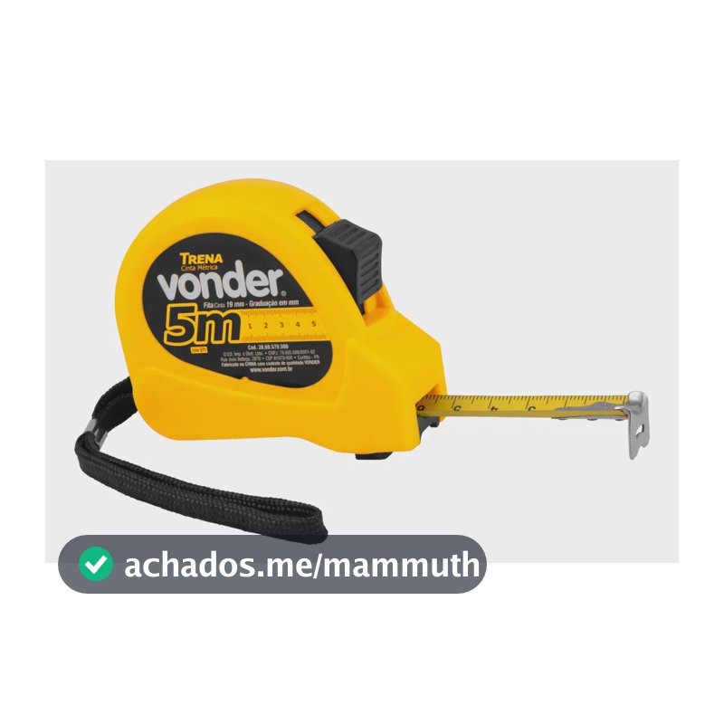 Trena Curta De Aço 5 M X 19 Mm Vonder Cor Amarelo