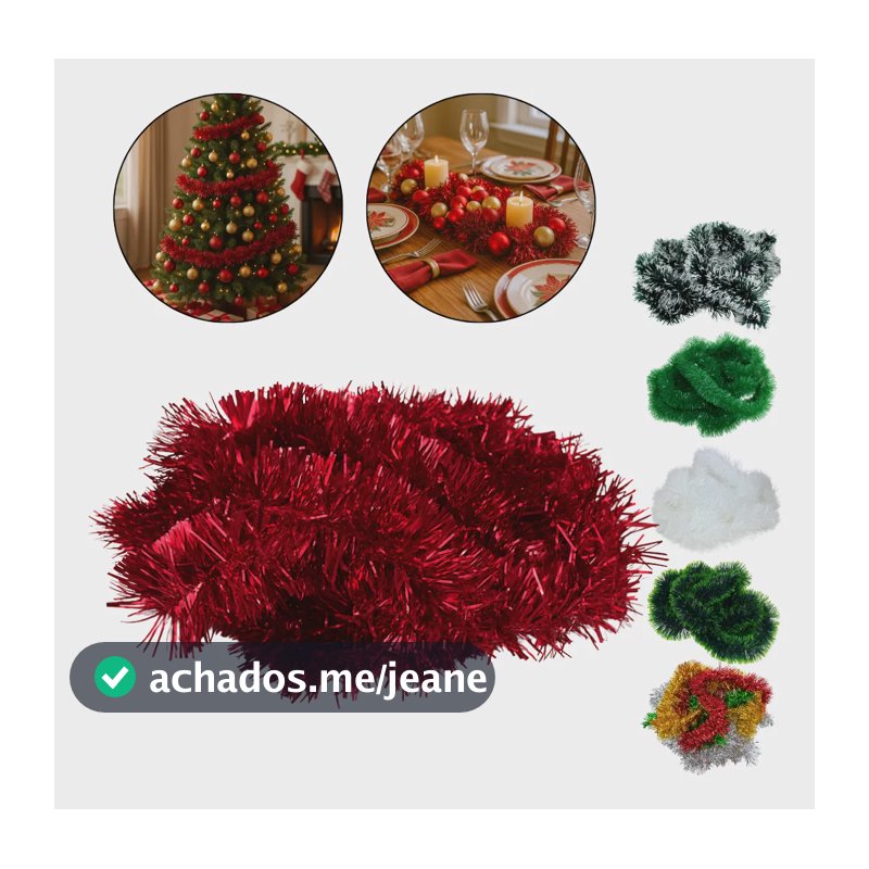 Kit 10 Metros Festão De Natal 6cm Enfeite Decoração Natalina Vermelho