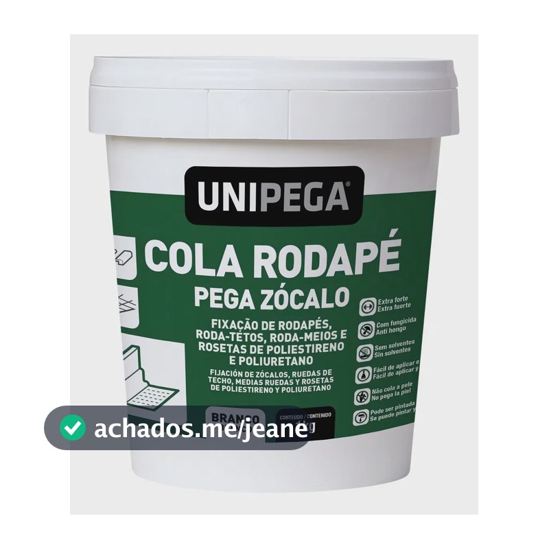 Cola Ultra Rápida Unipega Fixa Molduras Rodapé Roda Teto 1kg Branco
