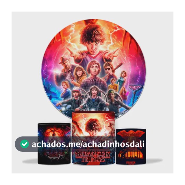 Capa Painel Festa + Trio De Cilindros Serie Stranger Thing
