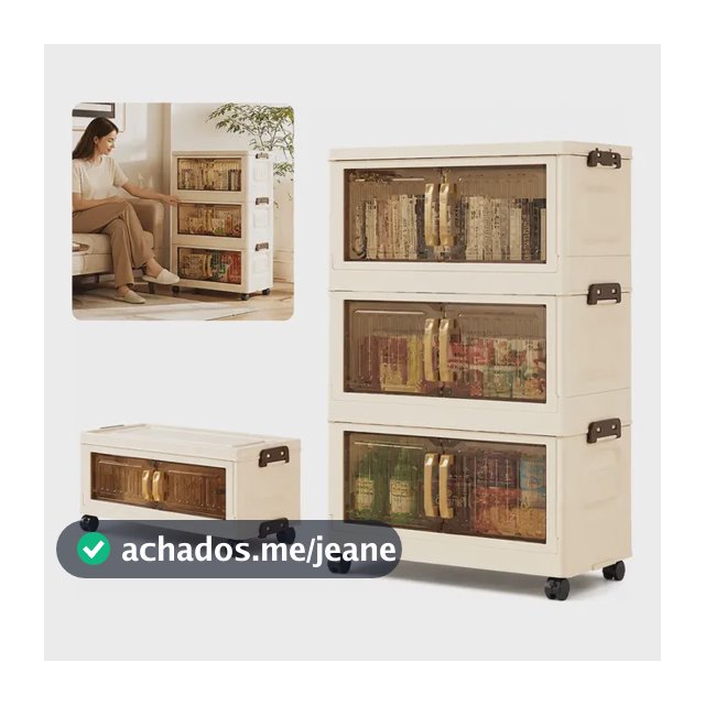 Caixa Organizadora Dobrável 3 Andares Com Rodízios Larg40 Cm