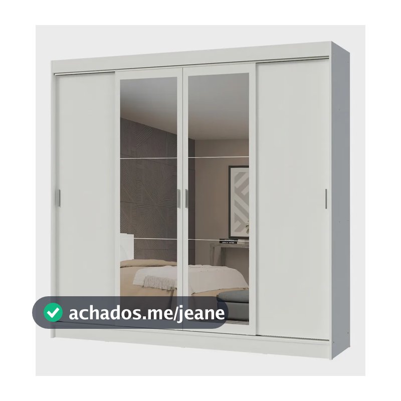 Guarda-roupa Casal Madesa Austin Correr Com Espelhos B Cor Branco 1028092E
