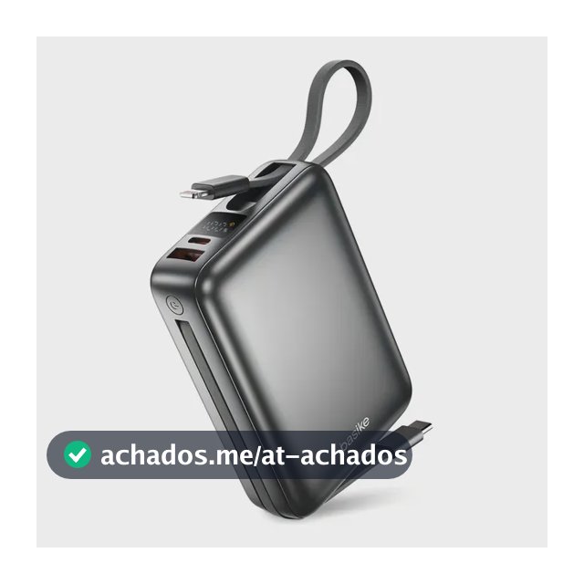 Carregador Portátil Power Bank Basike 20000mAh 22.5W Rápido Cabos Embutidos Tipo C iPhone Samsung