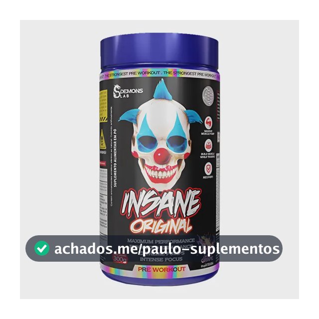 Pré Treino Insane Creatina Demons Lab 300g Sem Sabor
