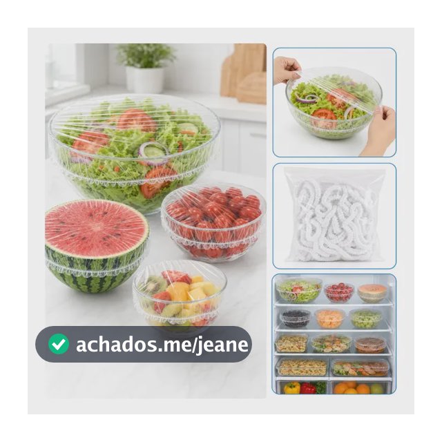 Kit 200 Tampa Descartável Para Alimentos Elástica Vedação Transparente