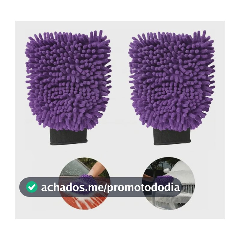 Kit 2 Luvas De Microfibra Nao Risca Pintura Lavar Carro Moto