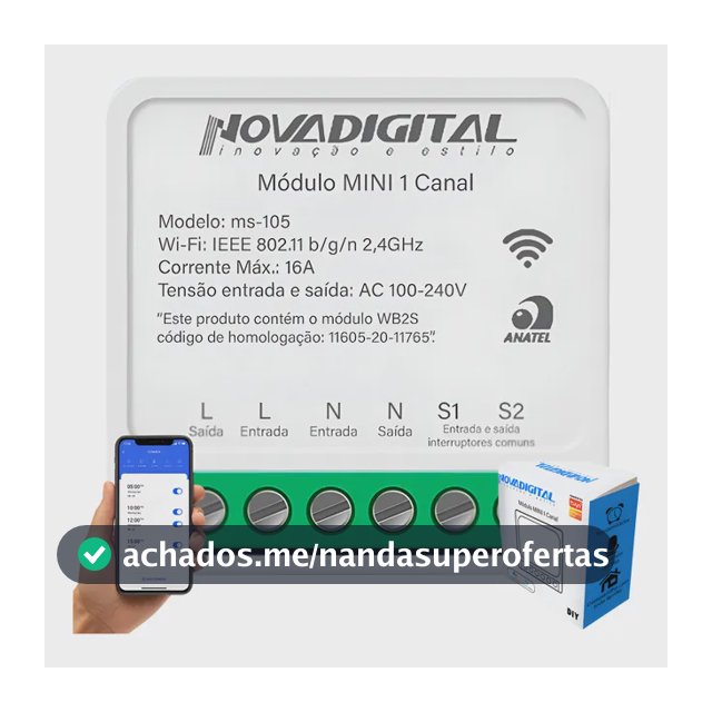 Interruptor Inteligente Wifi Novadigital Mini 1ch 16a Alexa 16 A Ac 100-240v (127/220v) Branco