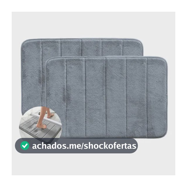 Kit 2 Tapetes Felpudos Banheiro Antiderrapantes 60x40cm Cinza Geométrico