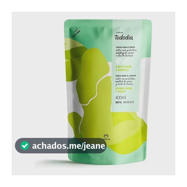 Refil Hidratante Para Corpo Natura Tododia Capim Limão E Hortelã 400ml