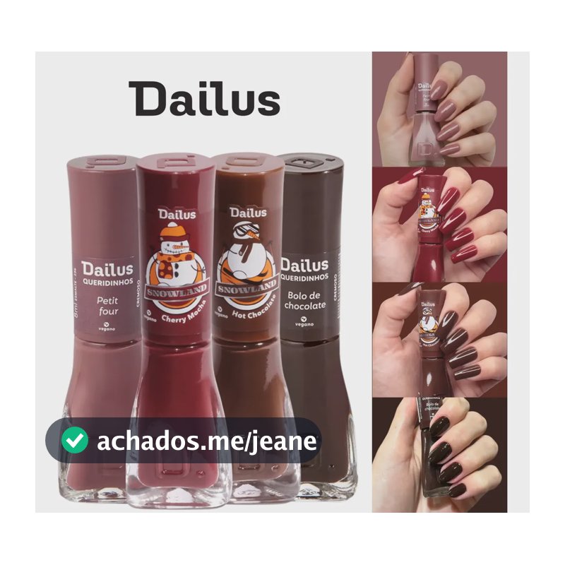 Kit 4 Esmaltes Dailus Escuro Marrom Vermelho Inverno Cremoso 4 Cores