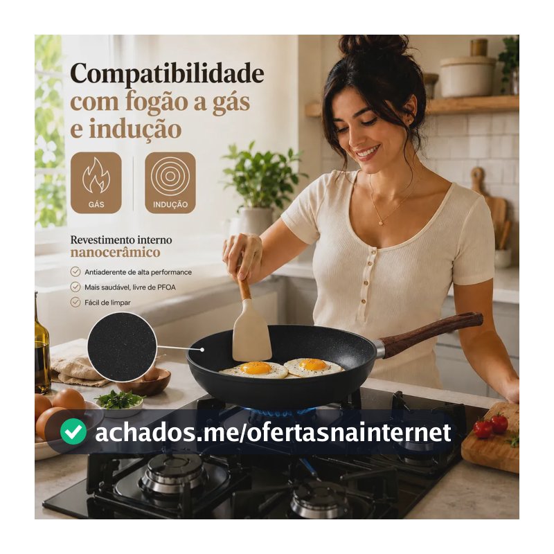 Frigideira Antiaderente Wok Em Cerâmica Grande Com Tampa Em Vidro Para Fogão De Indução E Gás 28cm 4 Litros Azul-marinho Panela Wok Frigideira Funda Revestimento Cerâmico