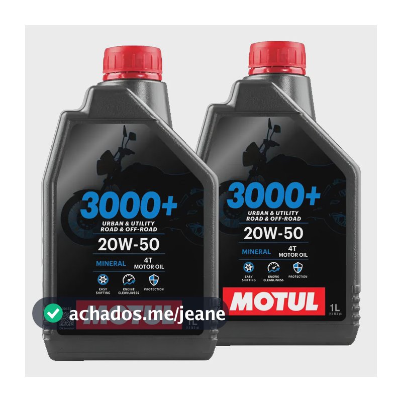 Kit 2 Litro Oleo De Motor Motul 3000+ 20w50 Moto 4t