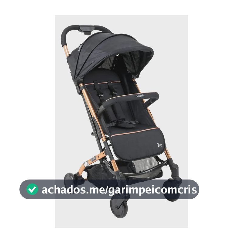 Carrinho De Bebê Zap Compacto Dobrável - Burigotto, Metal Cobre Preto E Cobre