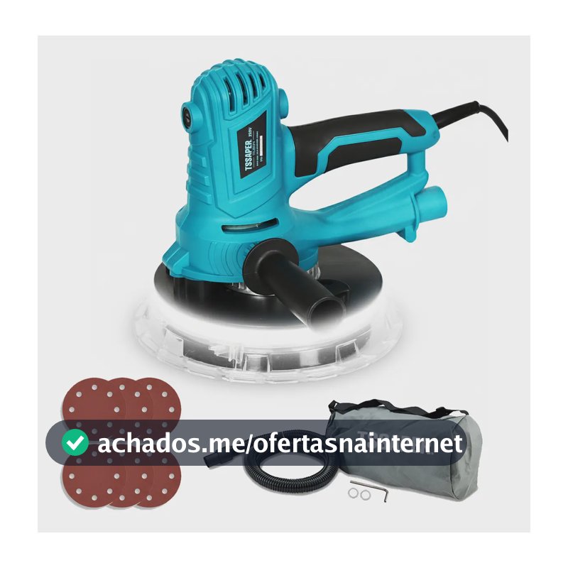 Lixadeira de Parede Profissional Tssaper 850W com LED para Massa Corrida e Drywall