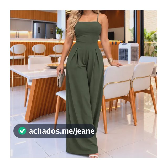 Macacão Feminino Longo Elegante Em Duna Com Alças Fashion