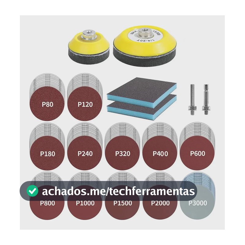 Kit 120 Pcs Discos De Lixa 3 Polegadas Com Almofada Lixeira