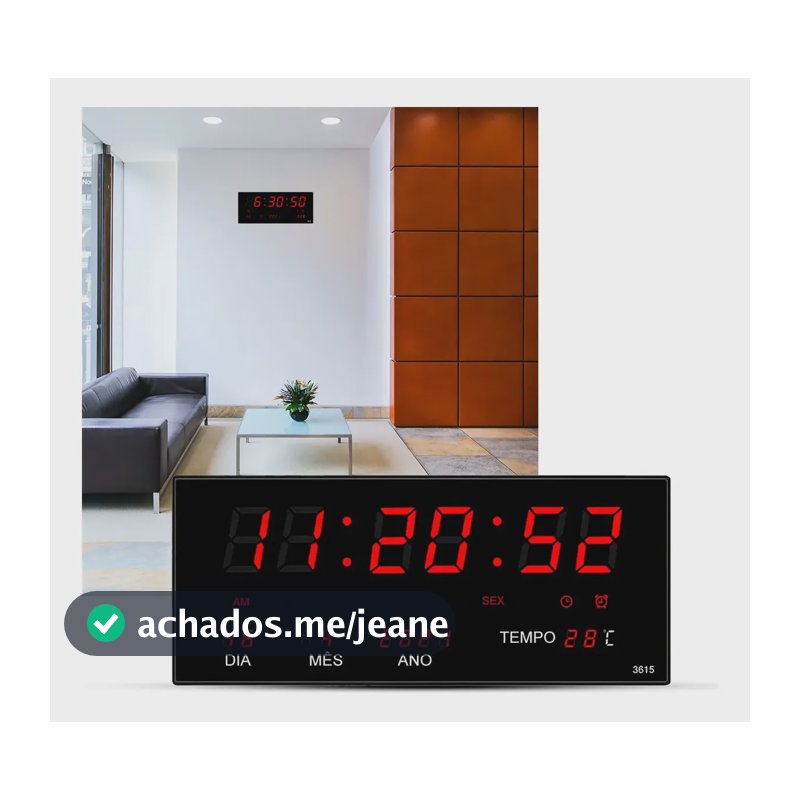 Relógio De Parede Grande Led Digital P/ Academia Hospital Preto