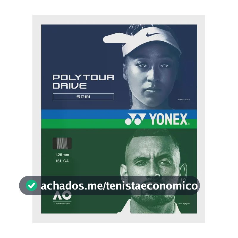 Set De Cordas De Tênis Poly Tour Drive 1,25/16l Prateado 1.25 Mm Cinza