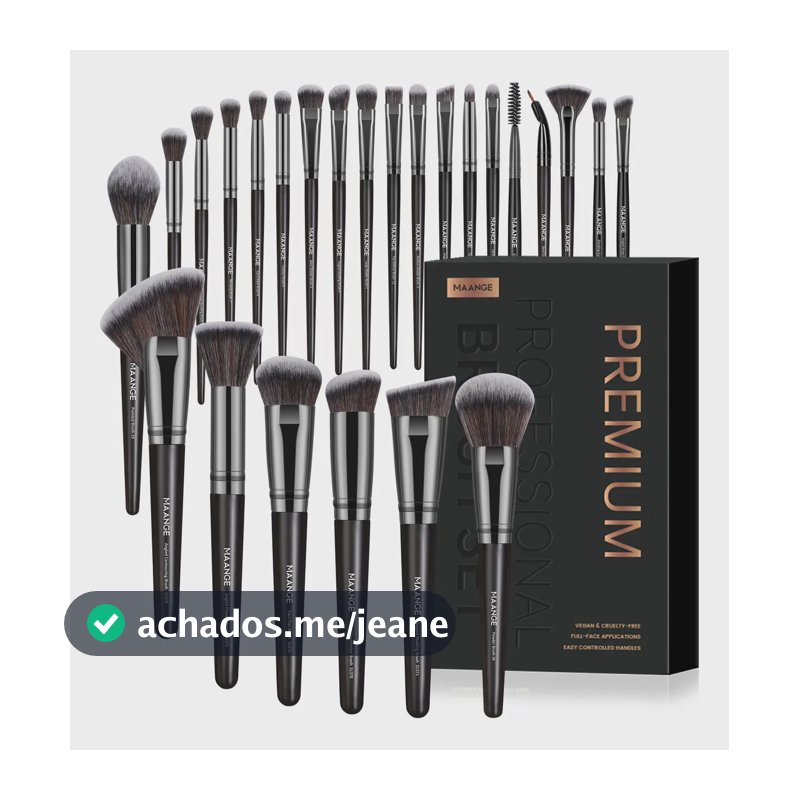 Conjunto de pincéis Maange: 25 pincéis de maquiagem profissionais com caixa, kit de pincéis de alta qualidade Kabuki Foundation Brush, pincel facial, pincel de olhos, preto