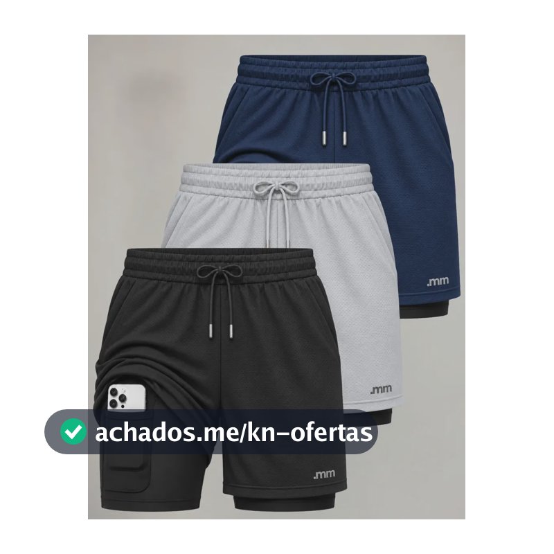 Kit 3 Bermudas 2 Em 1 Short Duplo Masculino Academia Treino Preto-cinza-marinho Liso G