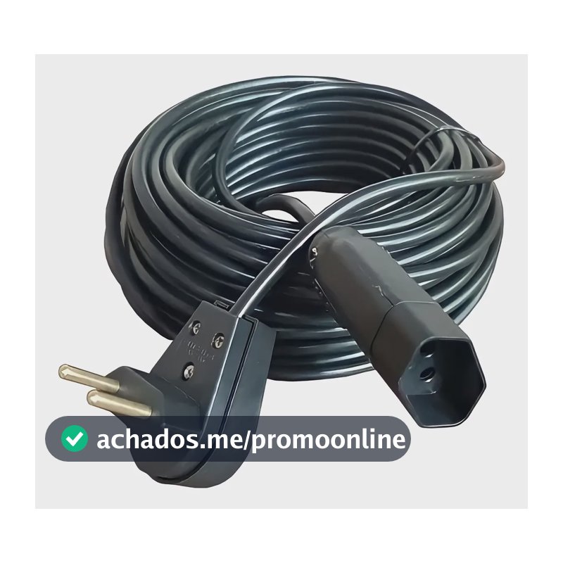 Extensão Elétrica 50 Metros 10a Cabo Pp 2x1,0 Reforçada Cor Preto Click Cabos