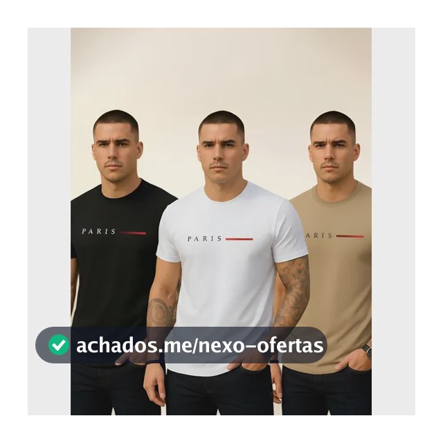 Kit 3 Camisetas Paris Masculinas Luxo Camisa Algodão Premium