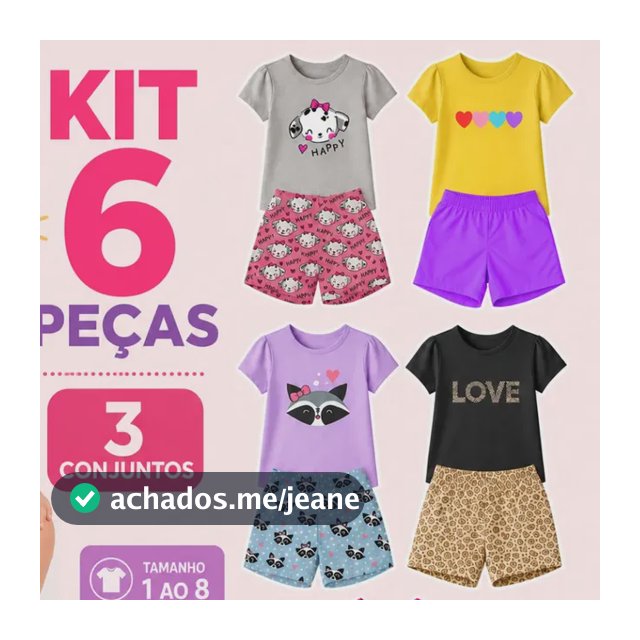 Conjunto Infantil Menina Verão Kit 6 Peças