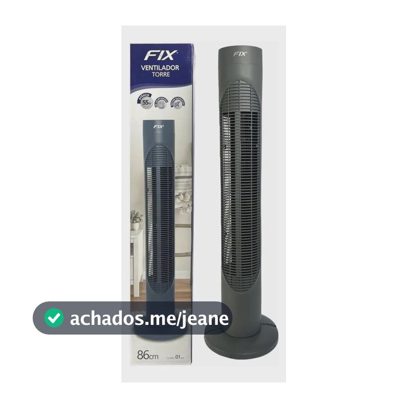 Ventilador de Torre Fix Silencioso, 3 Velocidades e Oscilação