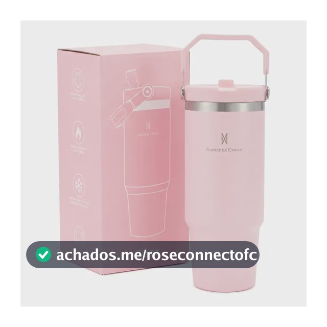 Garrafa Térmica Inox 900ml Tampa Flip Straw Canudo Com Alça Rosa-claro