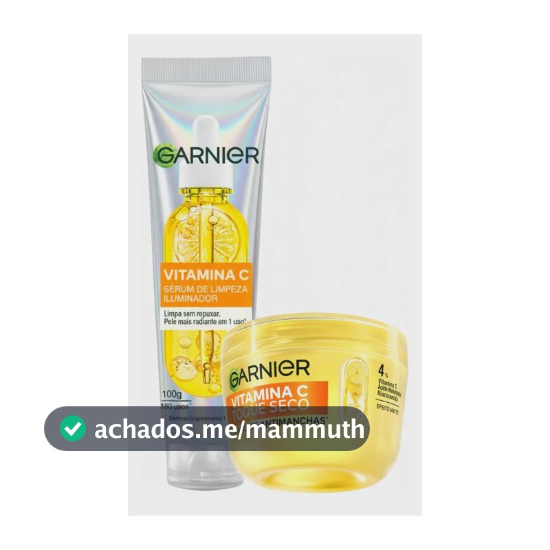 Garnier Kit Vitamina C, Sérum de Limpeza Iluminador, Serumnete 100g + Hidratante Facial Toque Seco Antimanchas 85g
