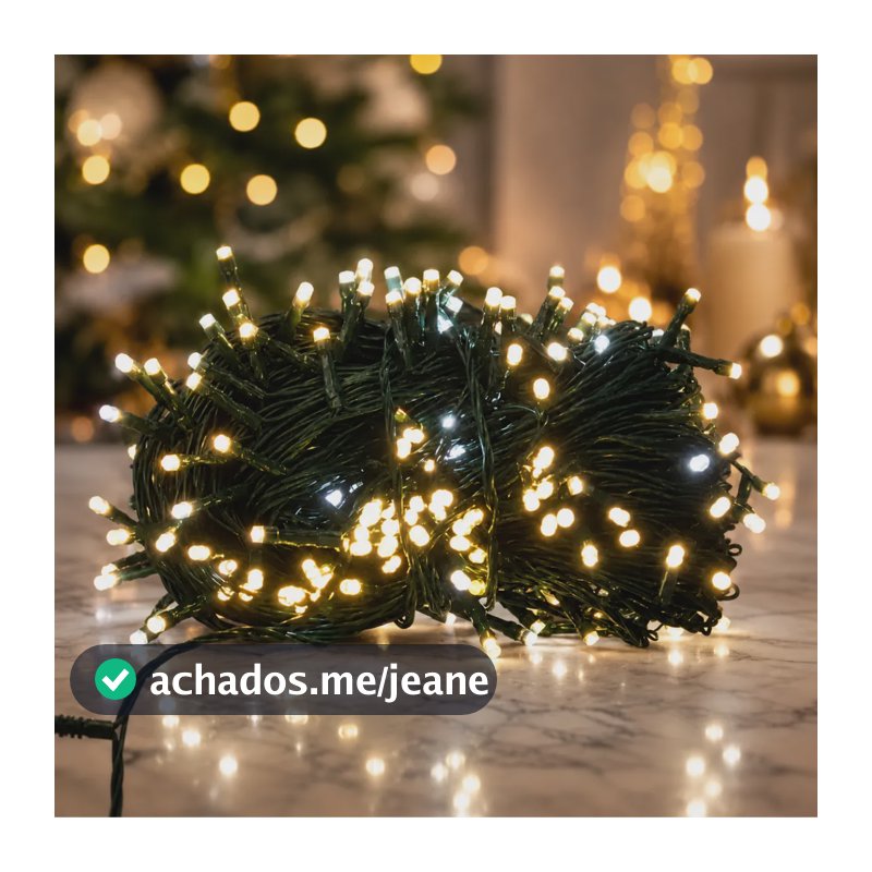 Cordão Iluminação Luzes Arvore Natal 20 Metros Pisca Pisca  Branco Quente - Strobo Branco Frio - Luz Fixa 220v - Branco Quente - Strobo Branco Frio - Luz Fixa