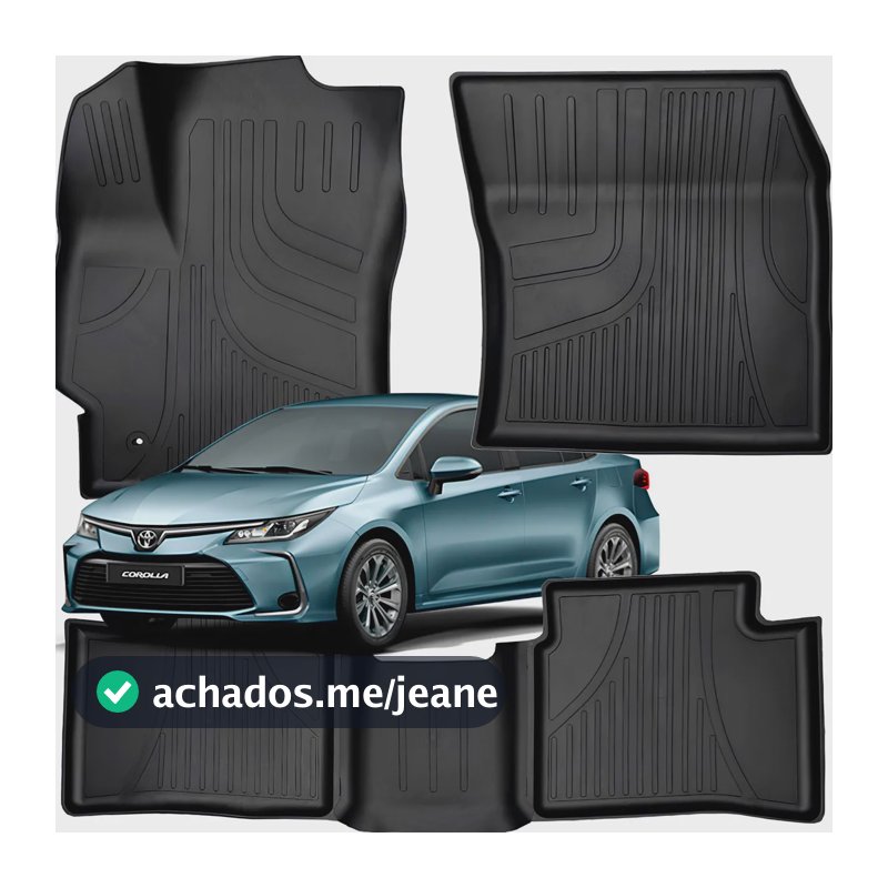 Jogo De Tapete Tipo Bandeja Emborrachado Borda Alta Grid Preto Corolla Sedan 2020 A 2027